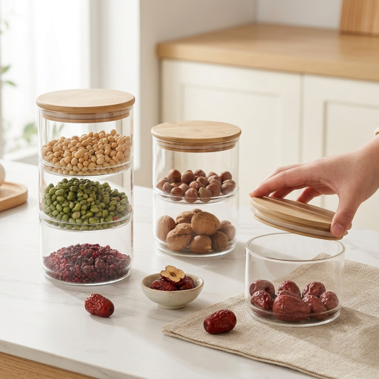 Stackable Glass Jars 3-Tier